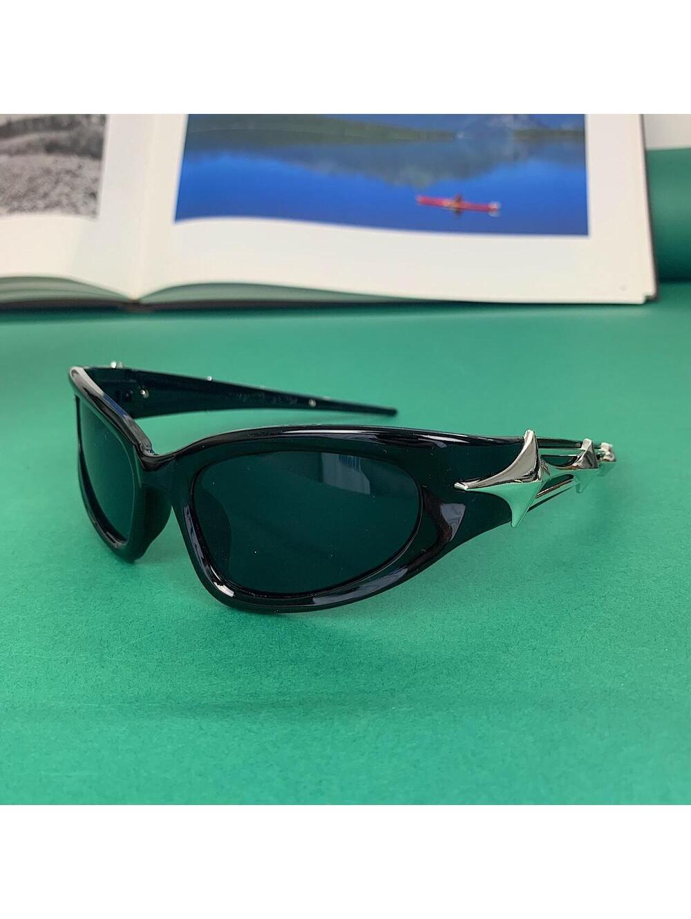 Y2k Cyber Style Futuristic Star Black Grunge Sunglasses